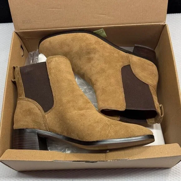 J. Crew Women's Brown Sueded Chelsea Ankle Booties 9.5 - Picture 3 of 13